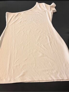 SHEIN Cream Ribbed One-Shoulder dress